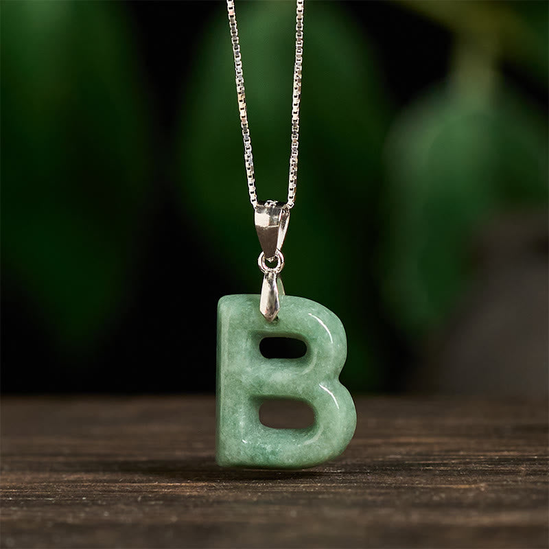 Buddha Stones May You Find Your Own Meaning Natural A-Z Letter Jade 925 Sterling Silver Chain Necklace Includes Gift Message Card