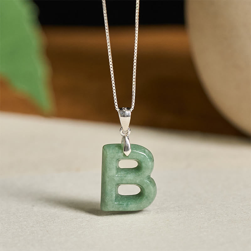 Buddha Stones May You Find Your Own Meaning Natural A-Z Letter Jade Titanium Steel Chain Necklace Includes Gift Message Card