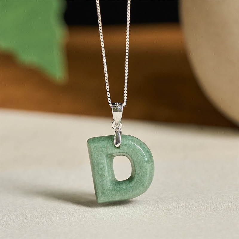 Buddha Stones May You Find Your Own Meaning Natural A-Z Letter Jade 925 Sterling Silver Chain Necklace Includes Gift Message Card
