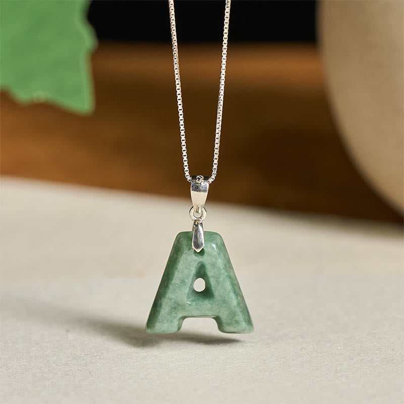 Buddha Stones May You Find Your Own Meaning Natural A-Z Letter Jade Titanium Steel Chain Necklace Includes Gift Message Card