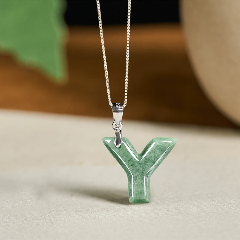 Buddha Stones May You Find Your Own Meaning Natural A-Z Letter Jade 925 Sterling Silver Chain Necklace Includes Gift Message Card
