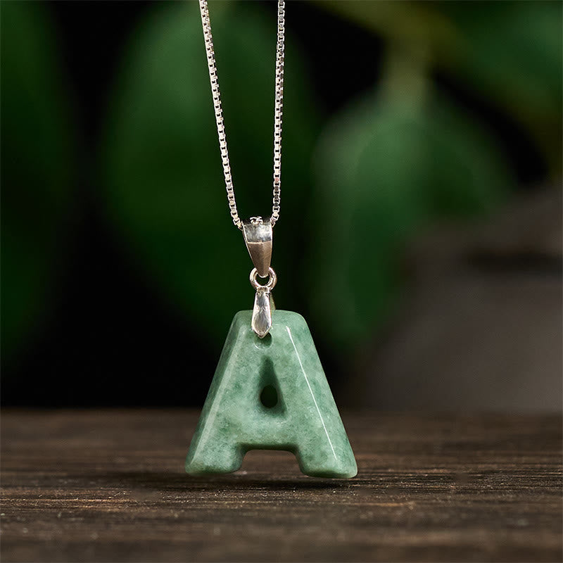 Buddha Stones May You Find Your Own Meaning Natural A-Z Letter Jade Titanium Steel Chain Necklace Includes Gift Message Card