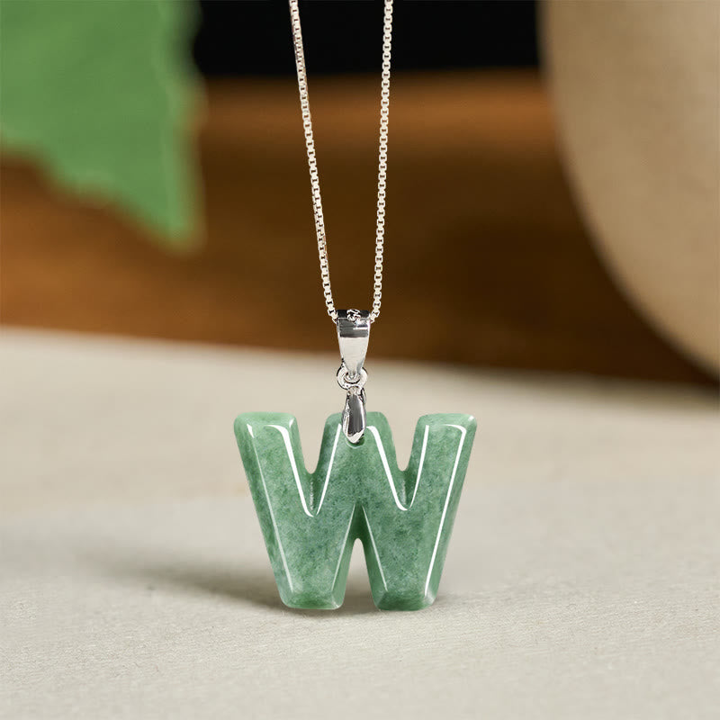Buddha Stones May You Find Your Own Meaning Natural A-Z Letter Jade 925 Sterling Silver Chain Necklace Includes Gift Message Card