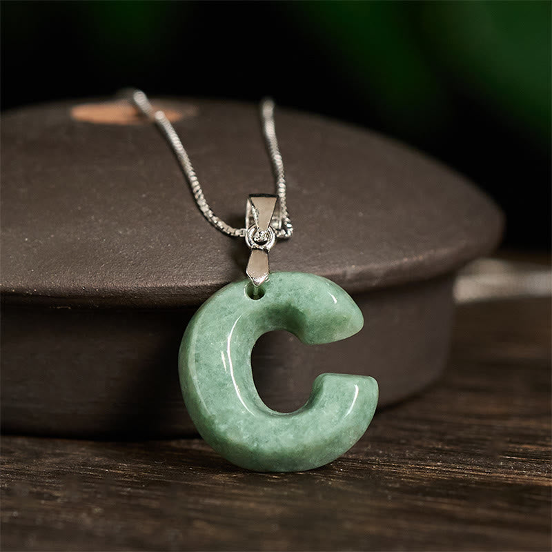 Buddha Stones May You Find Your Own Meaning Natural A-Z Letter Jade 925 Sterling Silver Chain Necklace Includes Gift Message Card