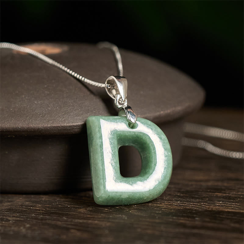 Buddha Stones May You Find Your Own Meaning Natural A-Z Letter Jade Titanium Steel Chain Necklace Includes Gift Message Card