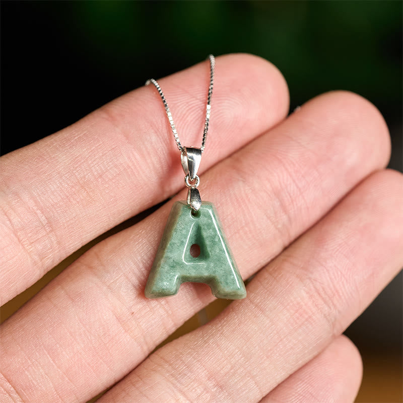 Buddha Stones May You Find Your Own Meaning Natural A-Z Letter Jade Titanium Steel Chain Necklace Includes Gift Message Card