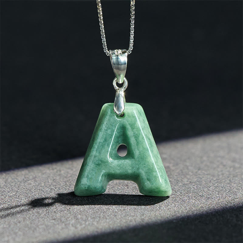 Buddha Stones May You Find Your Own Meaning Natural A-Z Letter Jade Titanium Steel Chain Necklace Includes Gift Message Card