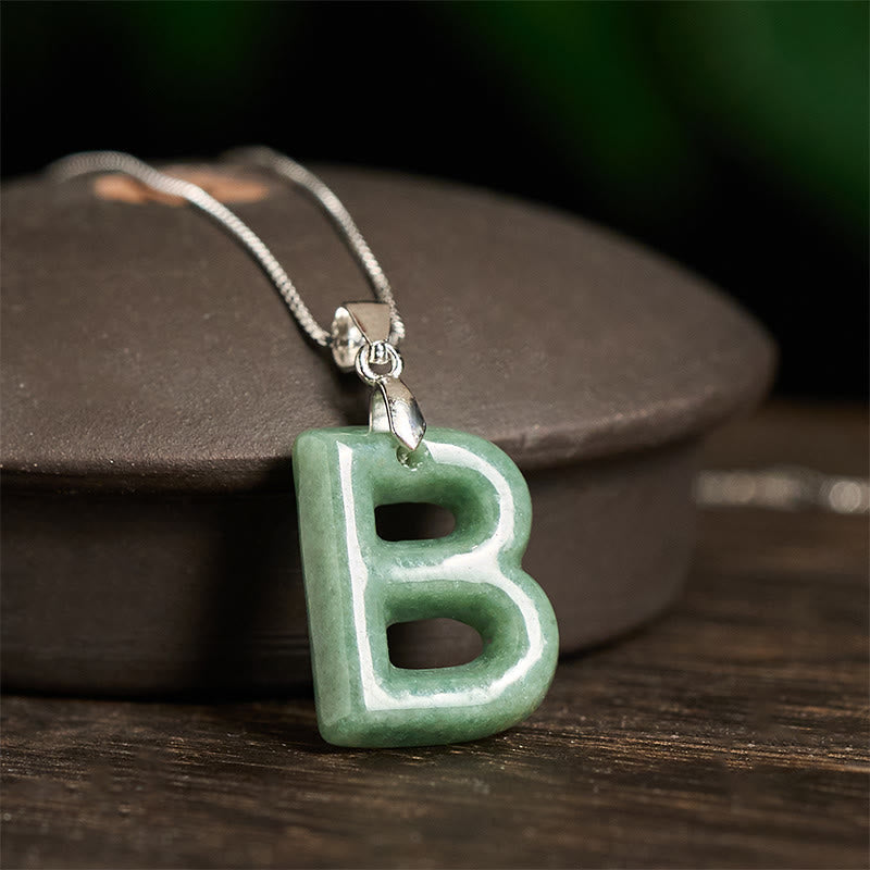 Buddha Stones May You Find Your Own Meaning Natural A-Z Letter Jade 925 Sterling Silver Chain Necklace Includes Gift Message Card