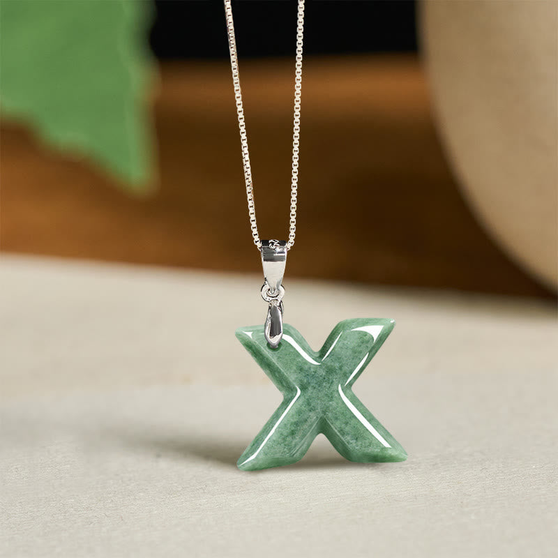 Buddha Stones May You Find Your Own Meaning Natural A-Z Letter Jade Titanium Steel Chain Necklace Includes Gift Message Card