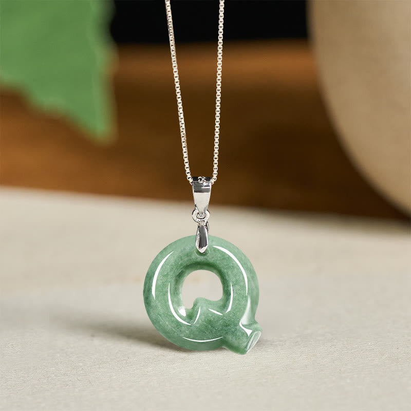 Buddha Stones May You Find Your Own Meaning Natural A-Z Letter Jade 925 Sterling Silver Chain Necklace Includes Gift Message Card