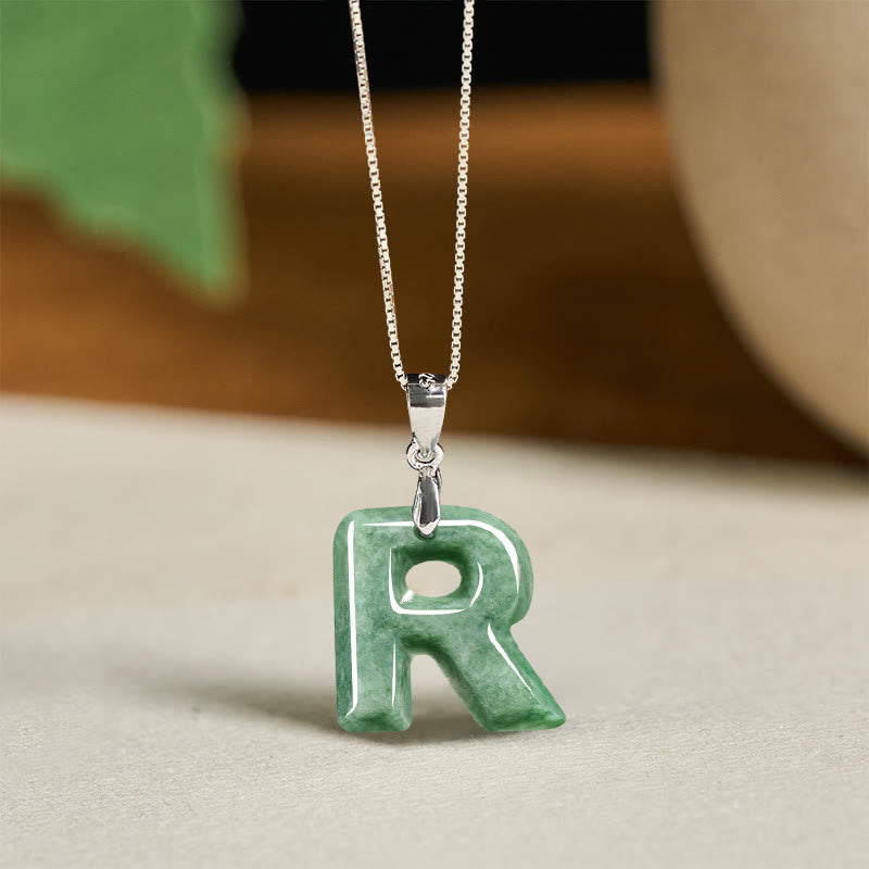Buddha Stones May You Find Your Own Meaning Natural A-Z Letter Jade 925 Sterling Silver Chain Necklace Includes Gift Message Card