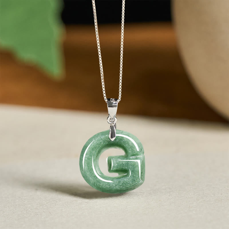 Buddha Stones May You Find Your Own Meaning Natural A-Z Letter Jade Titanium Steel Chain Necklace Includes Gift Message Card