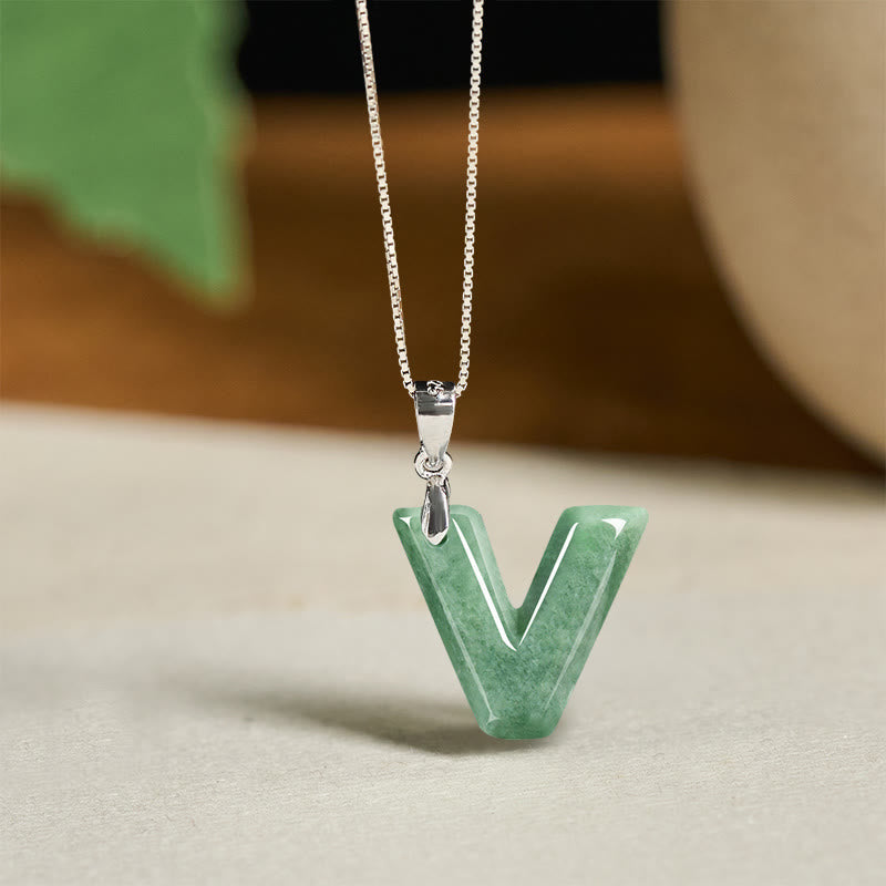 Buddha Stones May You Find Your Own Meaning Natural A-Z Letter Jade 925 Sterling Silver Chain Necklace Includes Gift Message Card