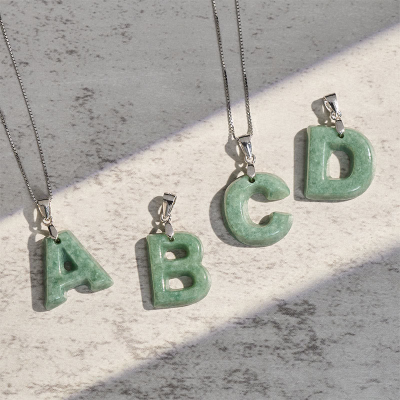 Buddha Stones May You Find Your Own Meaning Natural A-Z Letter Jade Titanium Steel Chain Necklace Includes Gift Message Card