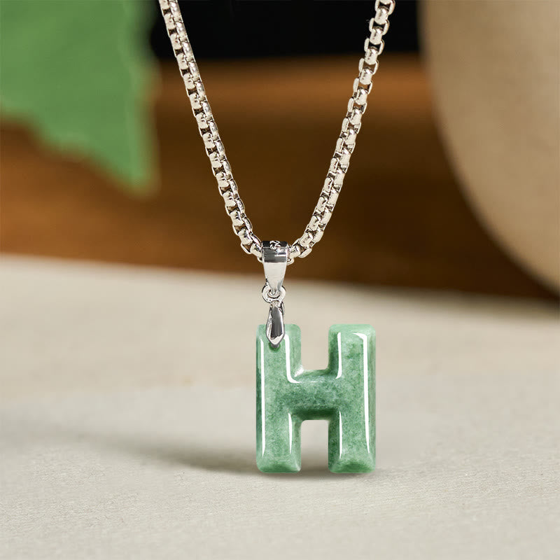 Buddha Stones May You Find Your Own Meaning Natural A-Z Letter Jade Titanium Steel Chain Necklace Includes Gift Message Card