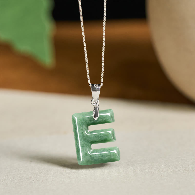 Buddha Stones May You Find Your Own Meaning Natural A-Z Letter Jade Titanium Steel Chain Necklace Includes Gift Message Card