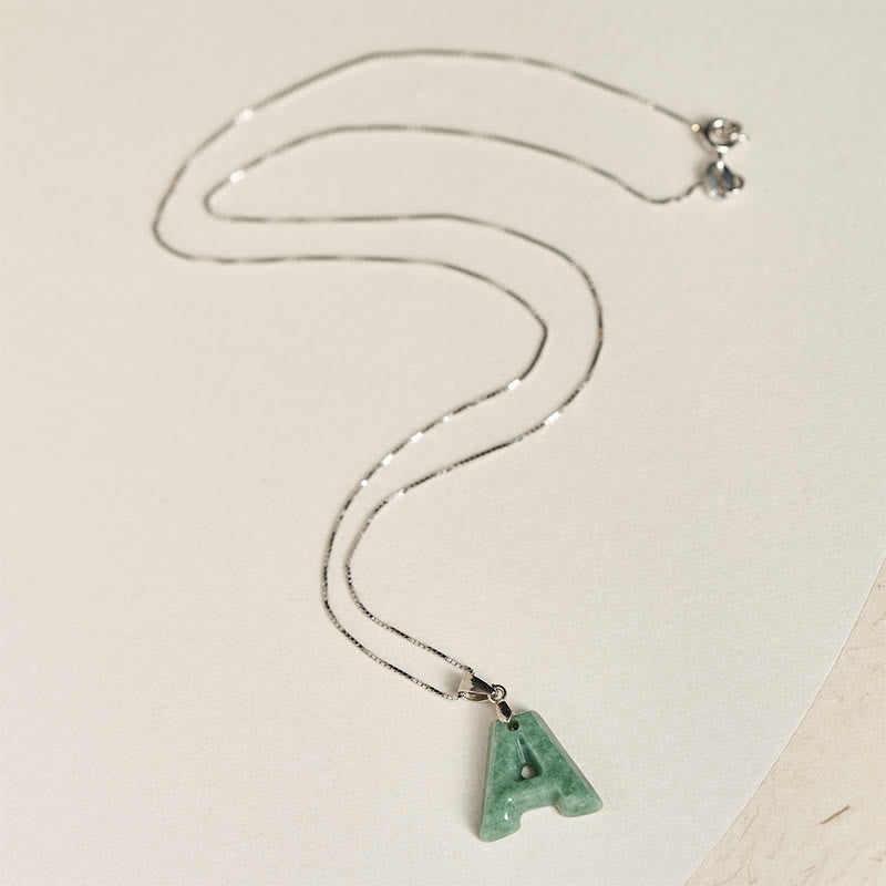 Buddha Stones May You Find Your Own Meaning Natural A-Z Letter Jade 925 Sterling Silver Chain Necklace Includes Gift Message Card
