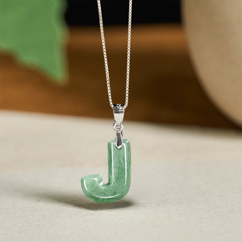 Buddha Stones May You Find Your Own Meaning Natural A-Z Letter Jade 925 Sterling Silver Chain Necklace Includes Gift Message Card