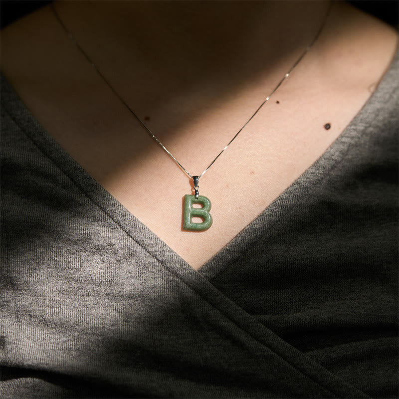 Buddha Stones May You Find Your Own Meaning Natural A-Z Letter Jade Titanium Steel Chain Necklace Includes Gift Message Card