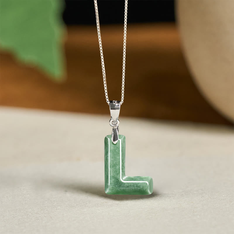 Buddha Stones May You Find Your Own Meaning Natural A-Z Letter Jade Titanium Steel Chain Necklace Includes Gift Message Card