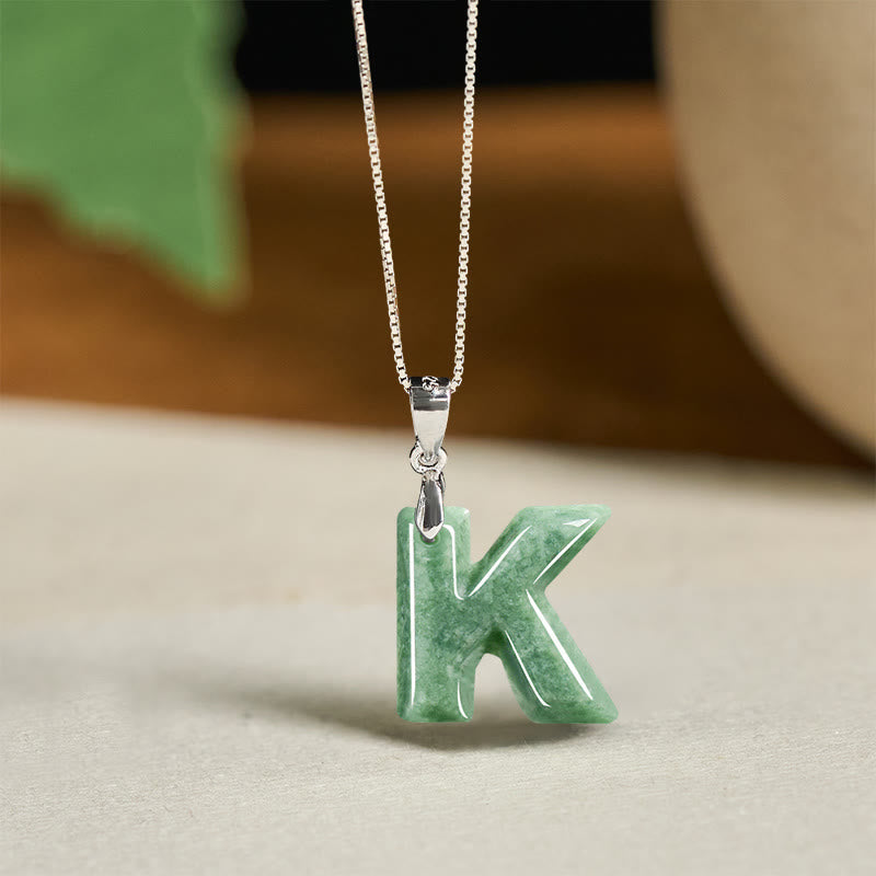 Buddha Stones May You Find Your Own Meaning Natural A-Z Letter Jade Titanium Steel Chain Necklace Includes Gift Message Card