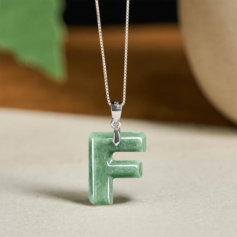 Buddha Stones May You Find Your Own Meaning Natural A-Z Letter Jade Titanium Steel Chain Necklace Includes Gift Message Card