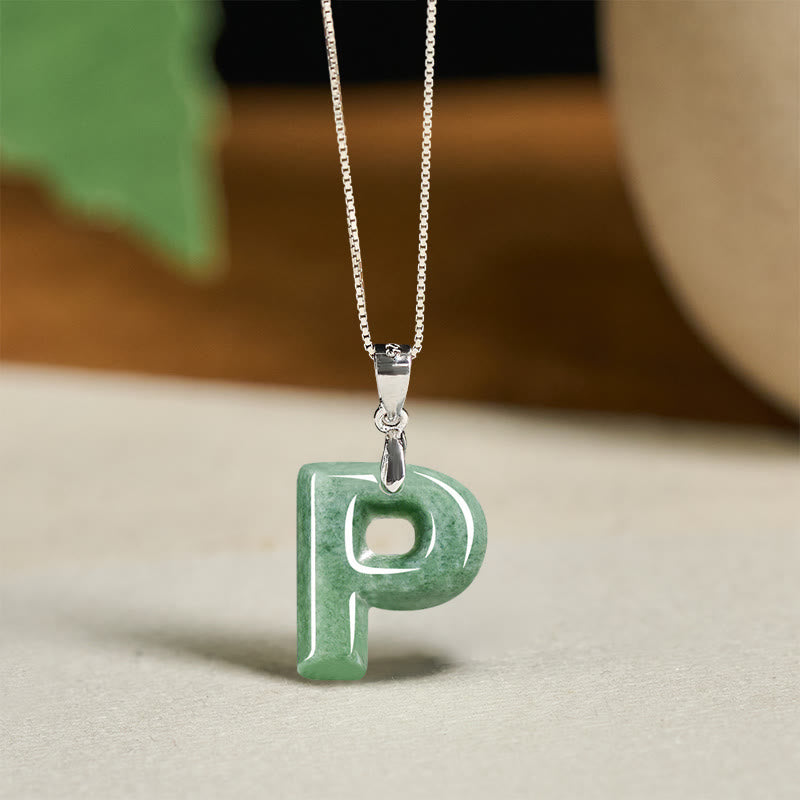 Buddha Stones May You Find Your Own Meaning Natural A-Z Letter Jade 925 Sterling Silver Chain Necklace Includes Gift Message Card