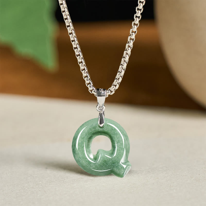 Buddha Stones May You Find Your Own Meaning Natural A-Z Letter Jade Titanium Steel Chain Necklace Includes Gift Message Card