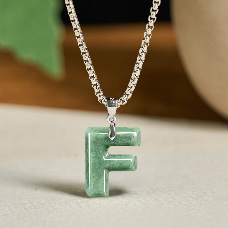 Buddha Stones May You Find Your Own Meaning Natural A-Z Letter Jade Titanium Steel Chain Necklace Includes Gift Message Card