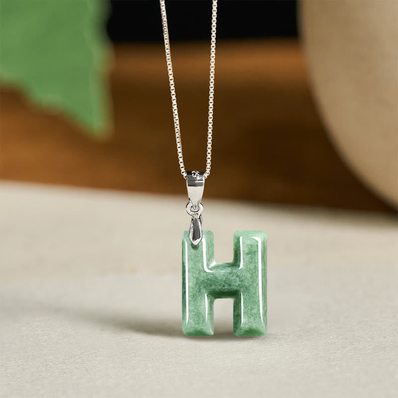 Buddha Stones May You Find Your Own Meaning Natural A-Z Letter Jade 925 Sterling Silver Chain Necklace Includes Gift Message Card