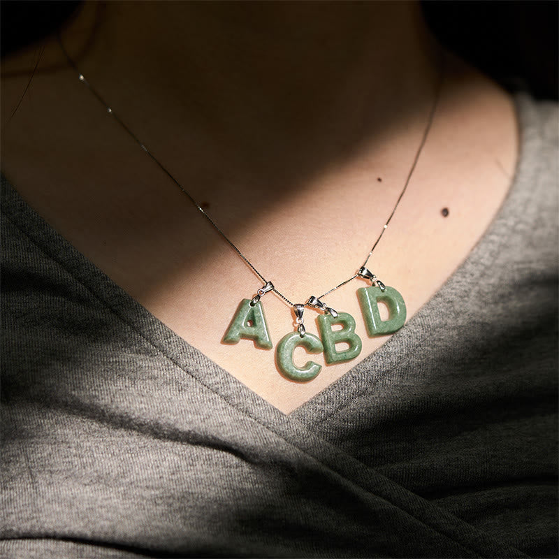 Buddha Stones May You Find Your Own Meaning Natural A-Z Letter Jade 925 Sterling Silver Chain Necklace Includes Gift Message Card