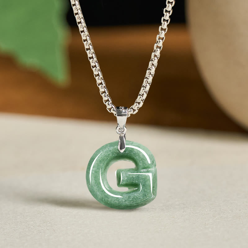 Buddha Stones May You Find Your Own Meaning Natural A-Z Letter Jade Titanium Steel Chain Necklace Includes Gift Message Card