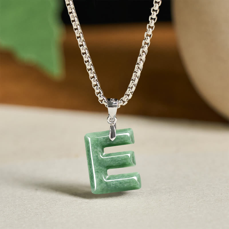 Buddha Stones May You Find Your Own Meaning Natural A-Z Letter Jade Titanium Steel Chain Necklace Includes Gift Message Card