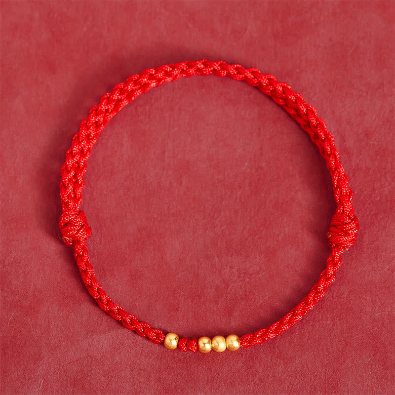 Buddha Stones Blessings for Clear Connections 925 Sterling Silver Plated Gold Beads Red String Bracelet Includes Gift Message Card