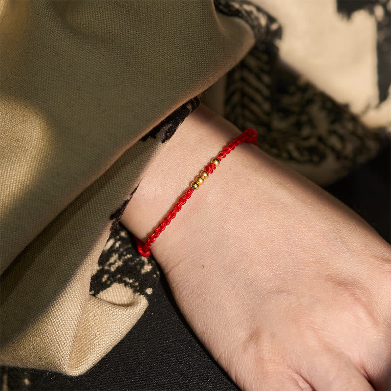 Buddha Stones Blessings for Clear Connections 925 Sterling Silver Plated Gold Beads Red String Bracelet Includes Gift Message Card