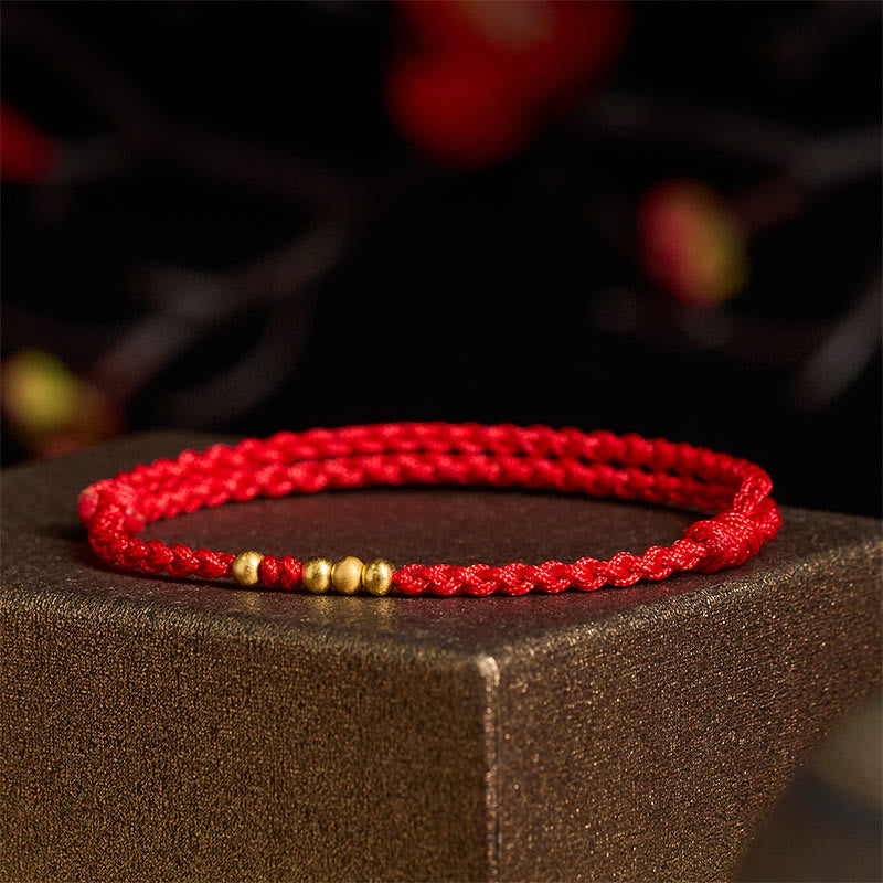 Buddha Stones Blessings for Clear Connections 925 Sterling Silver Plated Gold Beads Red String Bracelet Includes Gift Message Card