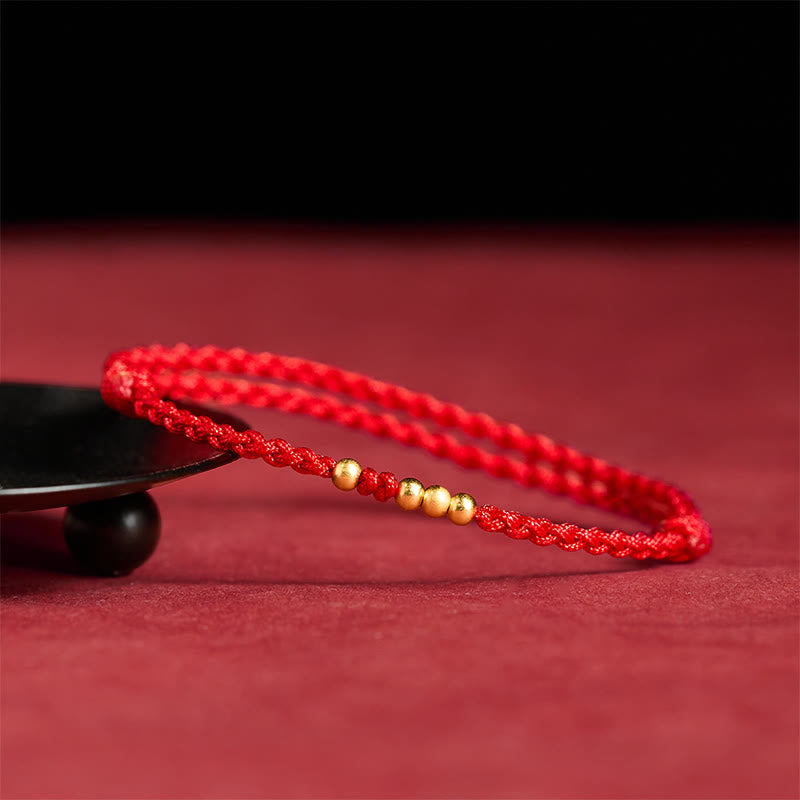 Buddha Stones Blessings for Clear Connections 925 Sterling Silver Plated Gold Beads Red String Bracelet Includes Gift Message Card