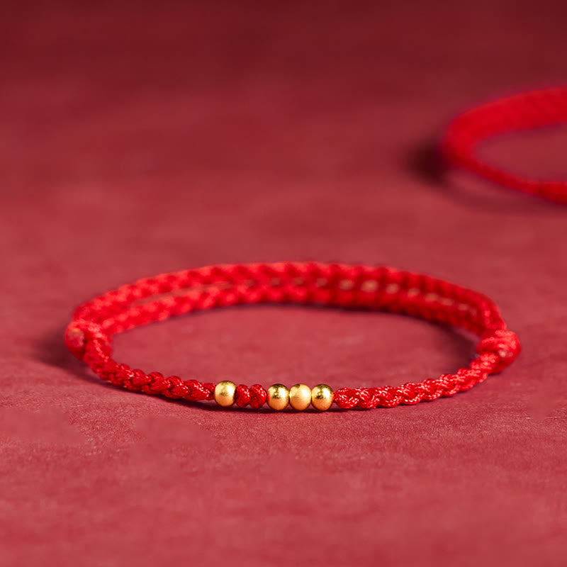 Buddha Stones Blessings for Clear Connections 925 Sterling Silver Plated Gold Beads Red String Bracelet Includes Gift Message Card