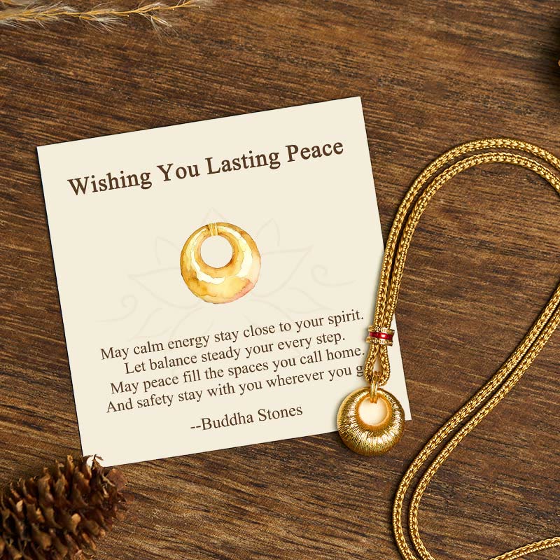 Buddha Stones Wishing You Lasting Peace 24k Gold Plated Copper Peace Buckle Necklace Includes Gift Message Card