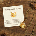 Buddha Stones Wishing You Clever Grace 24k Gold Plated Brass Fox Necklace Includes Gift Message Card