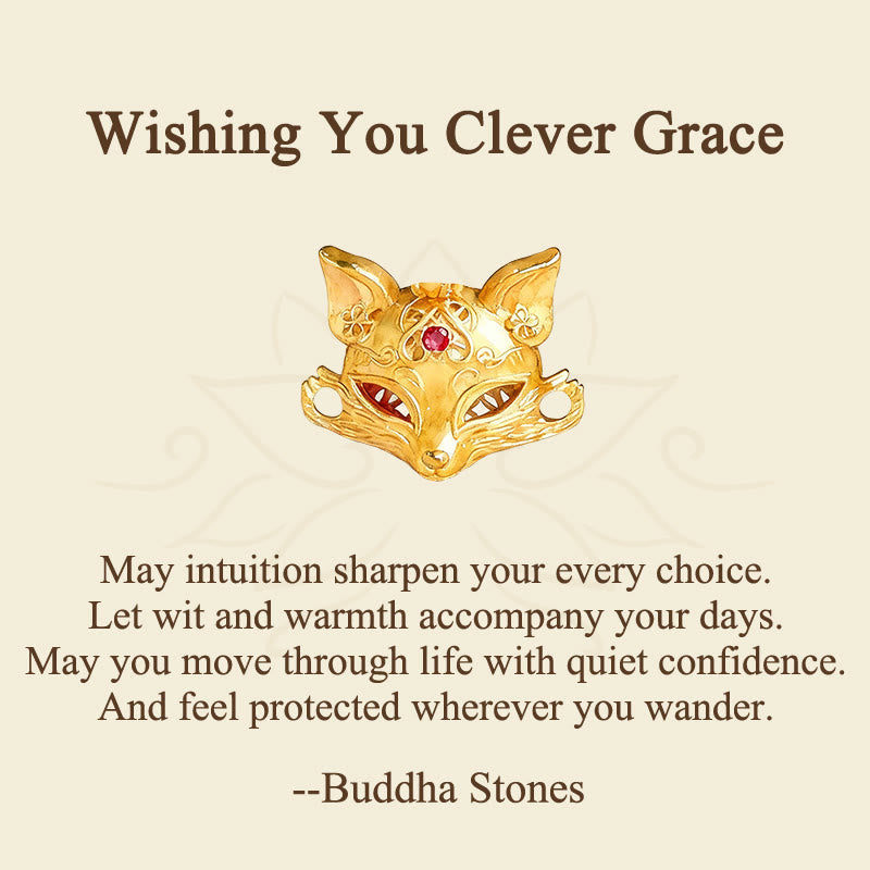 Buddha Stones Wishing You Clever Grace 24k Gold Plated Brass Fox Necklace Includes Gift Message Card