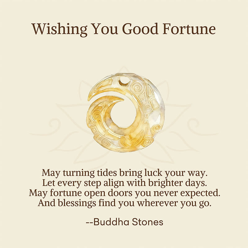 Buddha Stones Wishing You Good Fortune 24k Gold Plated Brass Peace Buckle Black Rope Necklace Includes Gift Message Card