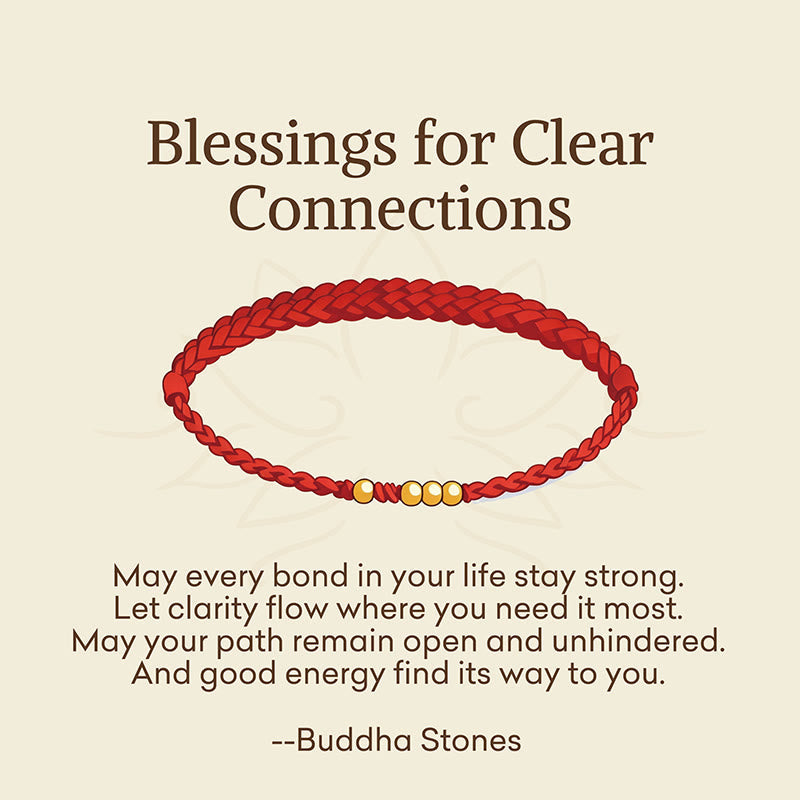 Buddha Stones Blessings for Clear Connections 925 Sterling Silver Plated Gold Beads Red String Bracelet Includes Gift Message Card