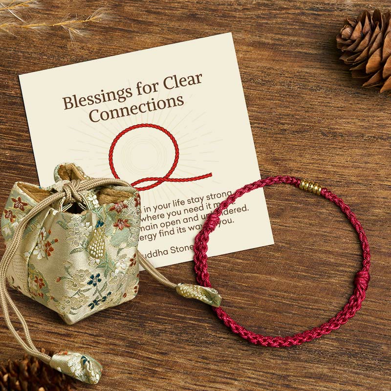 Buddha Stones Blessings for Clear Connections 925 Sterling Silver Lucky Golden Bead String Bracelet Anklet Includes Gift Message Card