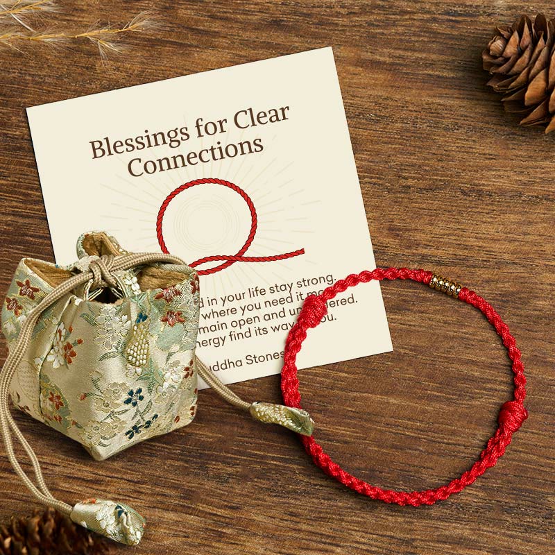Buddha Stones Blessings for Clear Connections 925 Sterling Silver Lucky Golden Bead String Bracelet Anklet Includes Gift Message Card