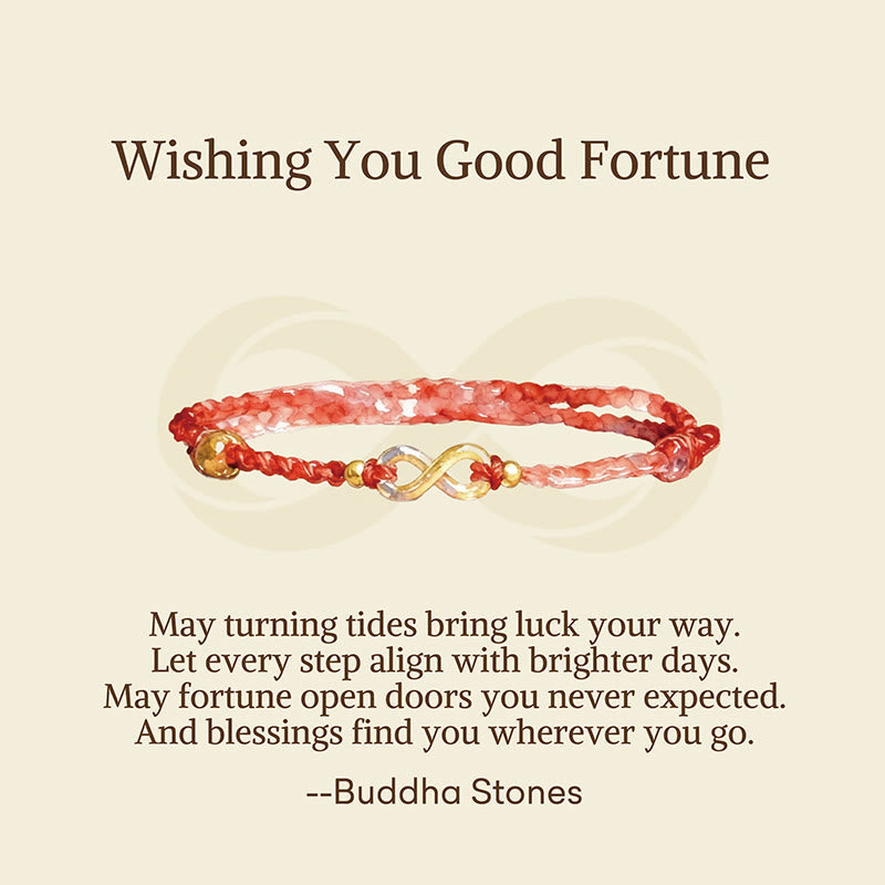Buddha Stones May Endless Luck Find You Infinity Charm Brass Red String Bracelet Includes Gift Message Card