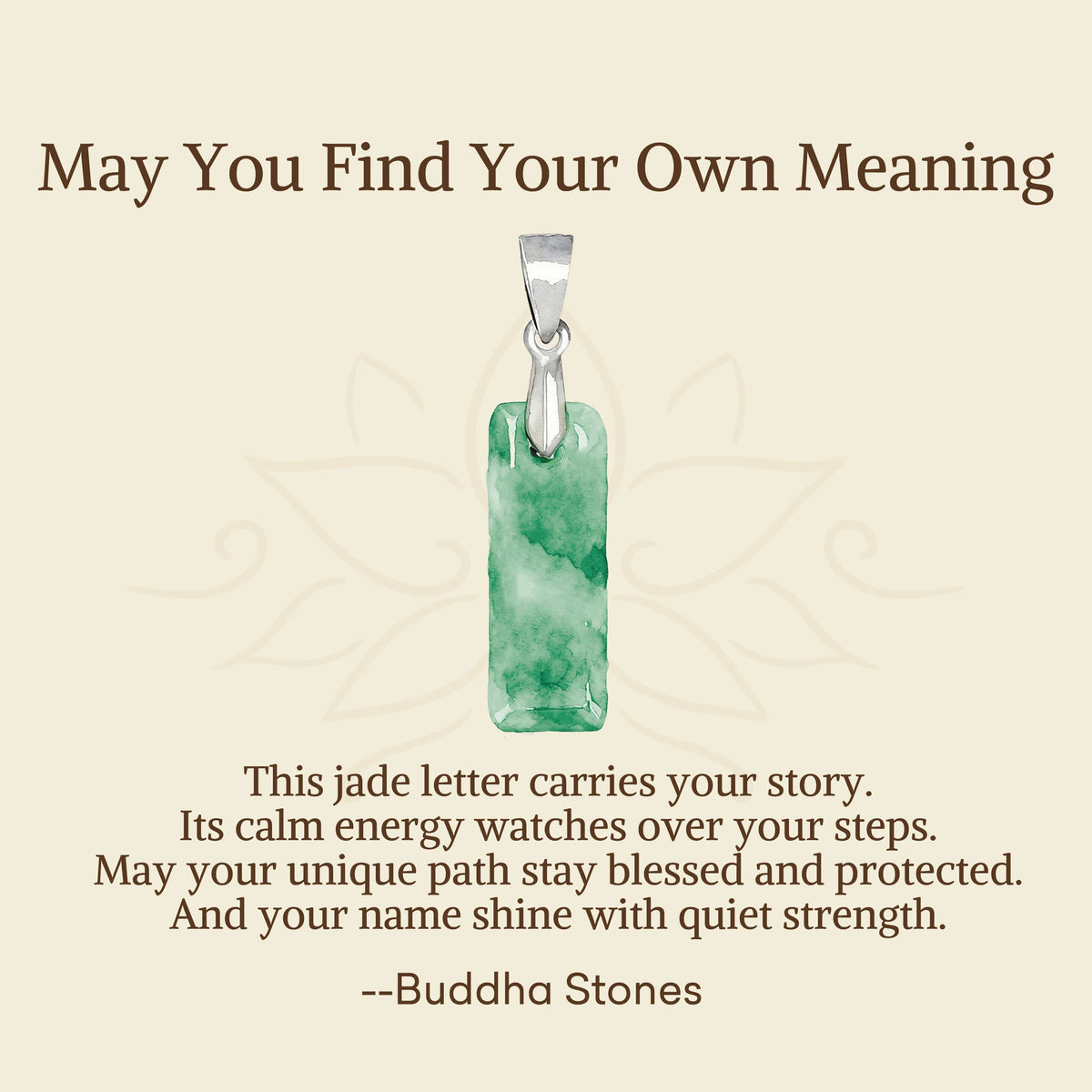 Buddha Stones May You Find Your Own Meaning Natural A-Z Letter Jade Titanium Steel Chain Necklace Includes Gift Message Card