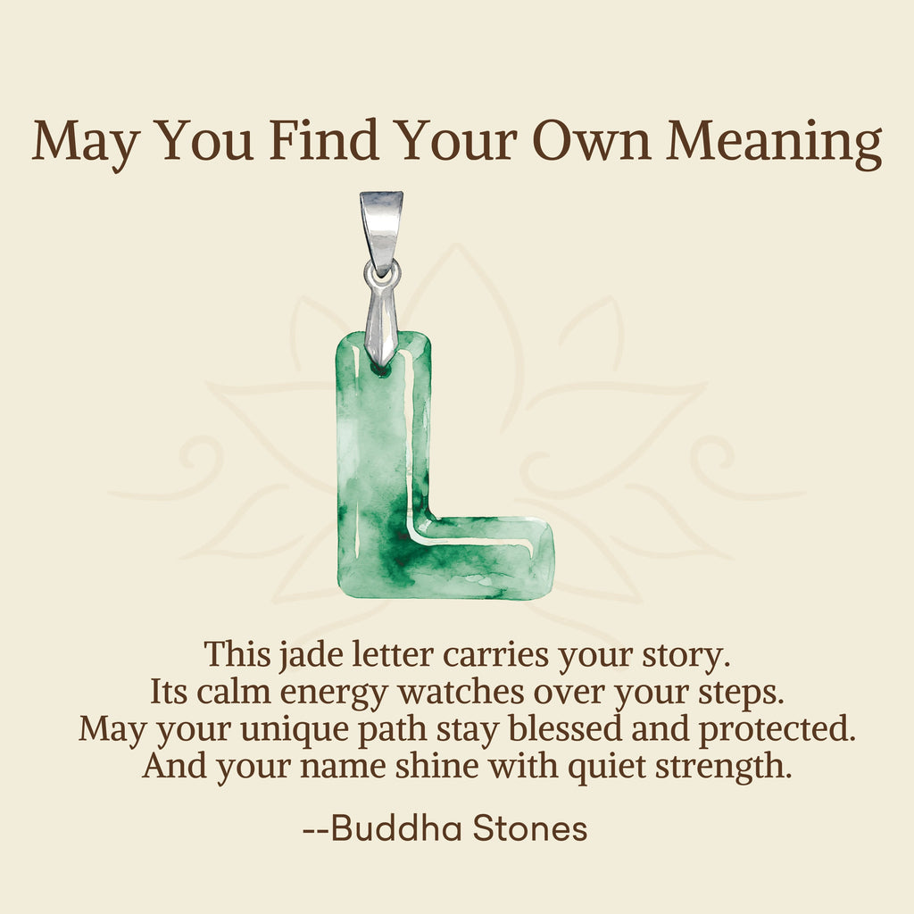 Buddha Stones May You Find Your Own Meaning Natural A-Z Letter Jade 925 Sterling Silver Chain Necklace Includes Gift Message Card