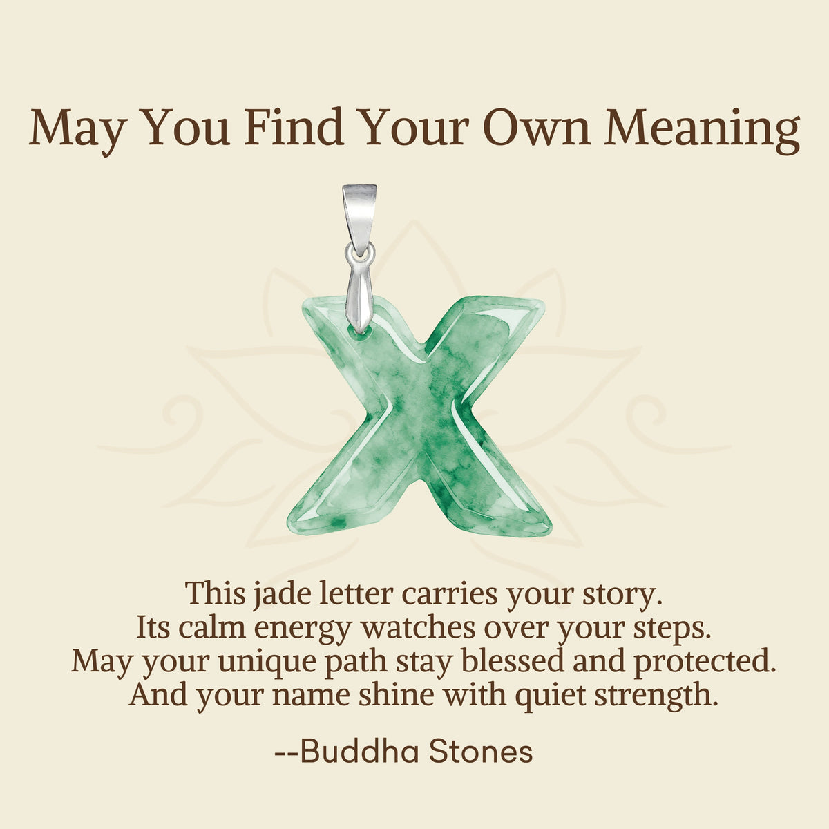 Buddha Stones May You Find Your Own Meaning Natural A-Z Letter Jade Titanium Steel Chain Necklace Includes Gift Message Card