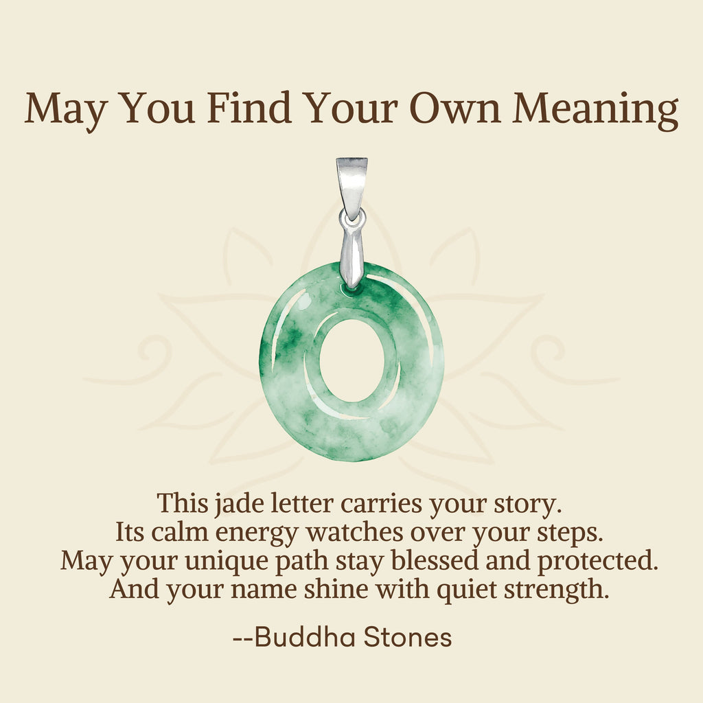 Buddha Stones May You Find Your Own Meaning Natural A-Z Letter Jade 925 Sterling Silver Chain Necklace Includes Gift Message Card